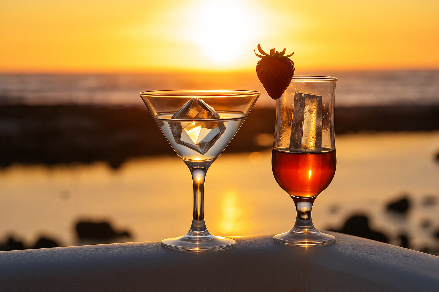 Crystal-clear ice cubes in premium cocktail glass showcasing perfect clarity